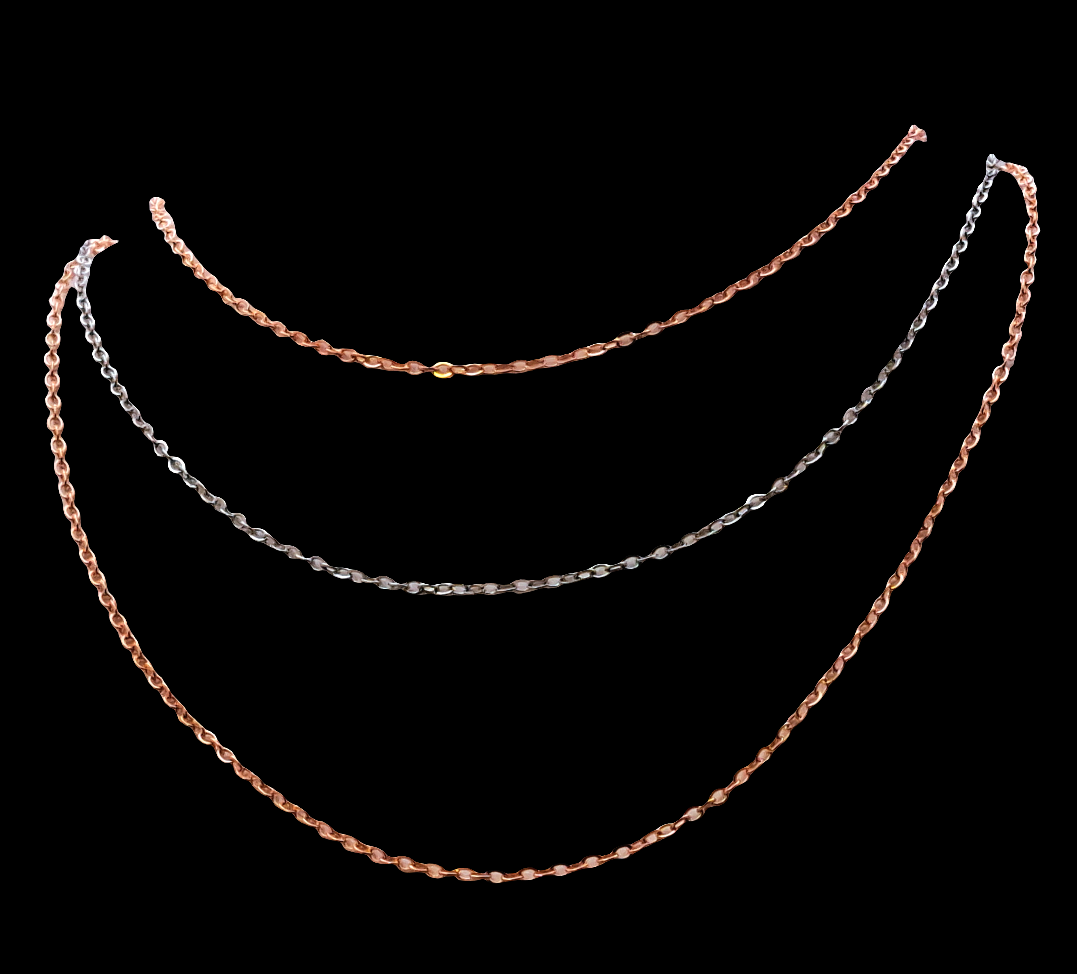 Three Chain Necklace-Polished Copper and Stainless Steel