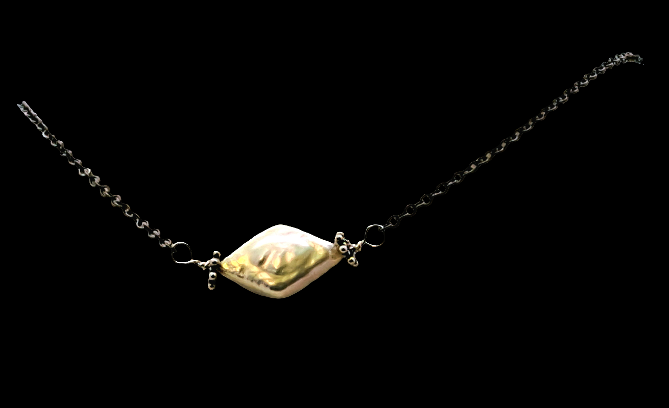 Vintage Freshwater Diamond Pearl Necklace