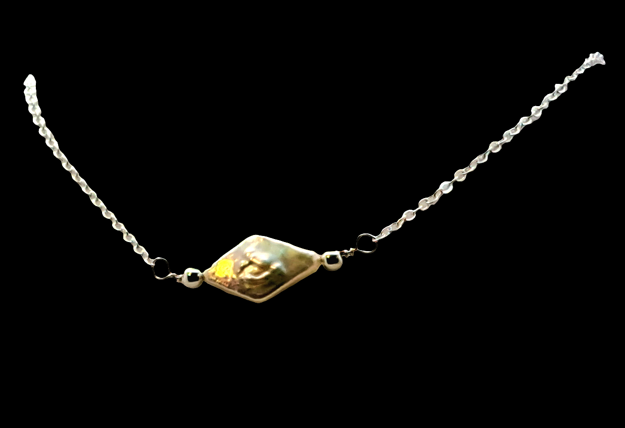 Vintage Freshwater Diamond Pearl Necklace