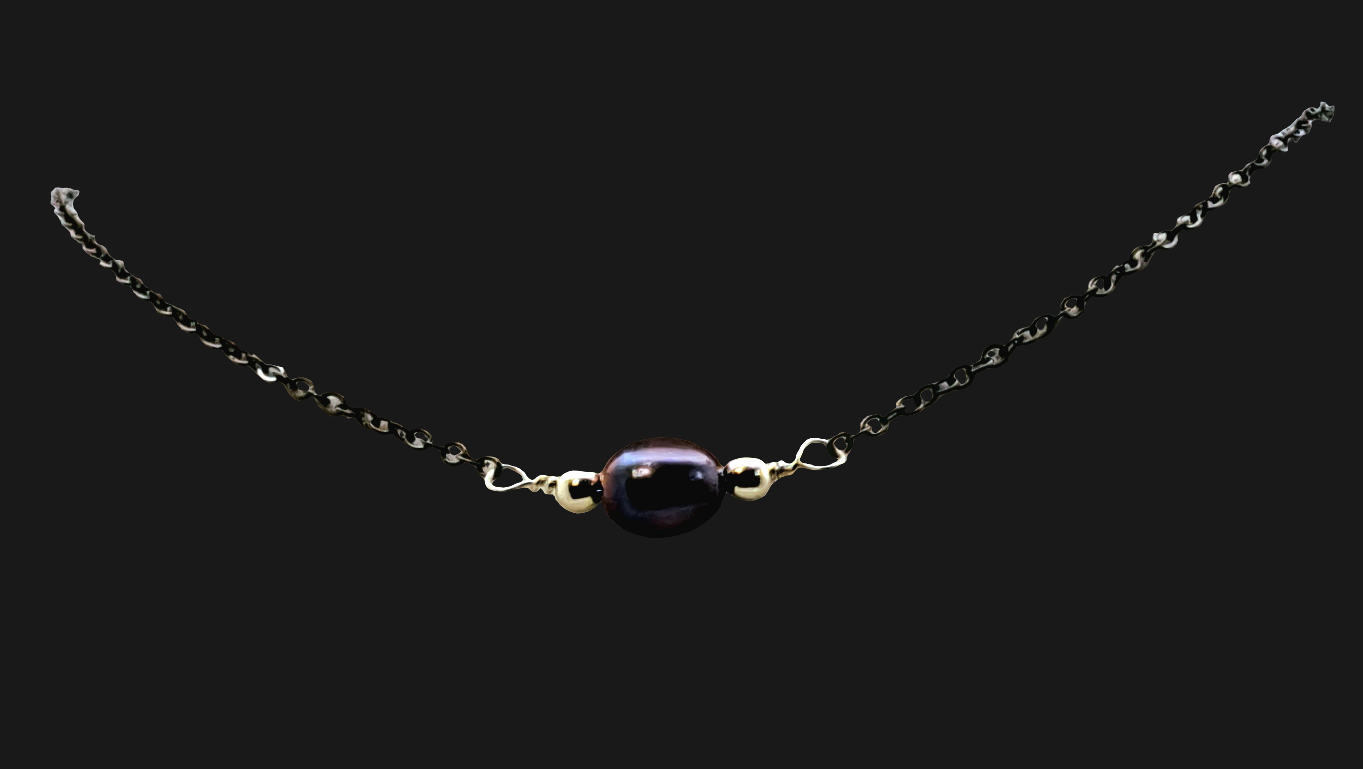 Vintage Freshwater Black Pearl Necklace