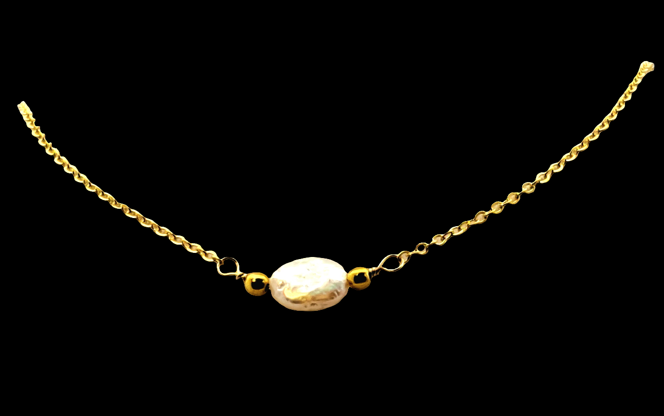 Vintage Freshwater Oval Pearl Necklace