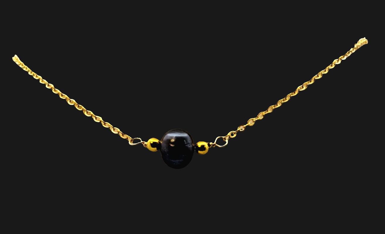 Vintage Freshwater Black Pearl Necklace