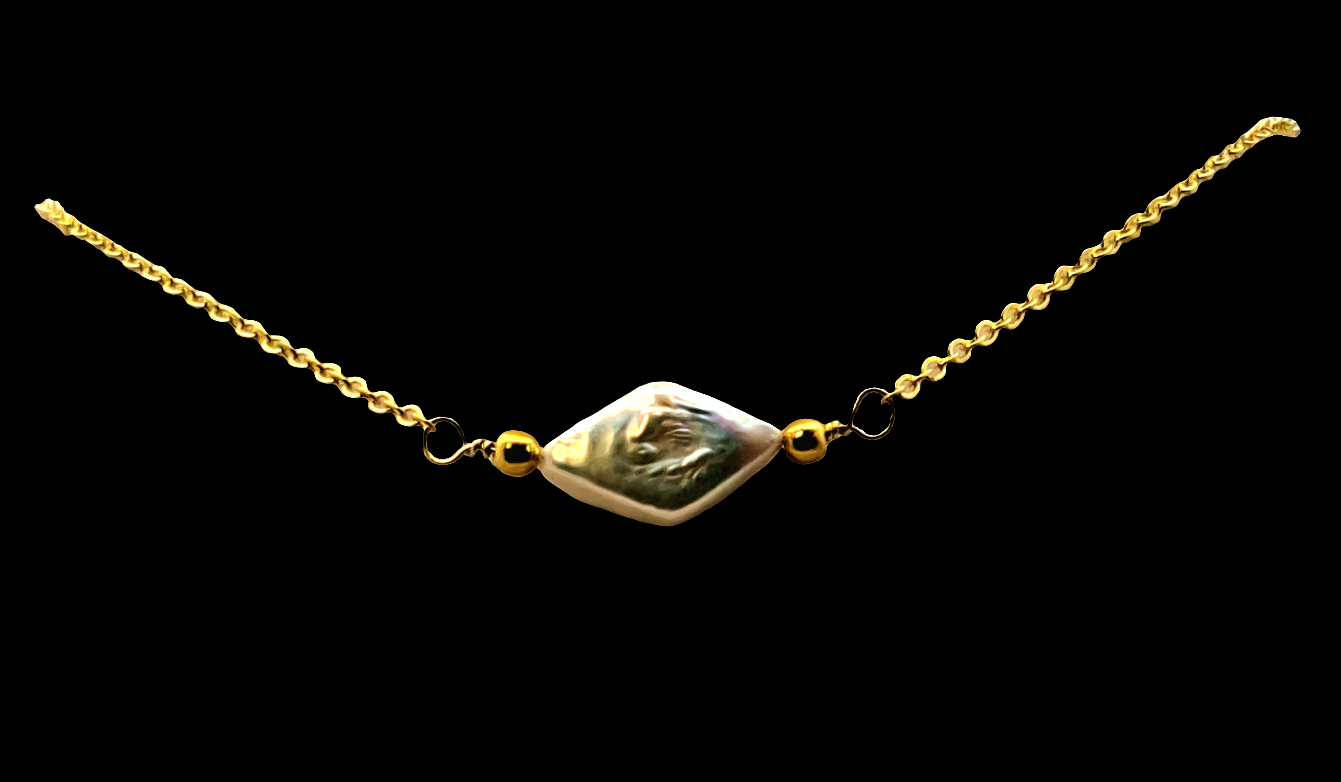 Vintage Freshwater Diamond Pearl Necklace